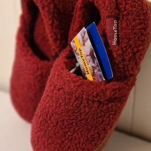 Home top fuzzy slippers, new burgundy size 7